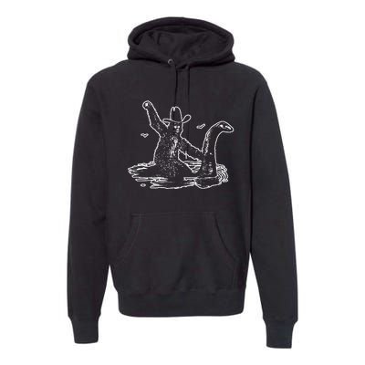 Bigfoot Riding Nessie Premium Hoodie