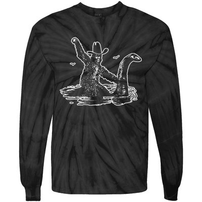 Bigfoot Riding Nessie Tie-Dye Long Sleeve Shirt