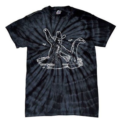 Bigfoot Riding Nessie Tie-Dye T-Shirt