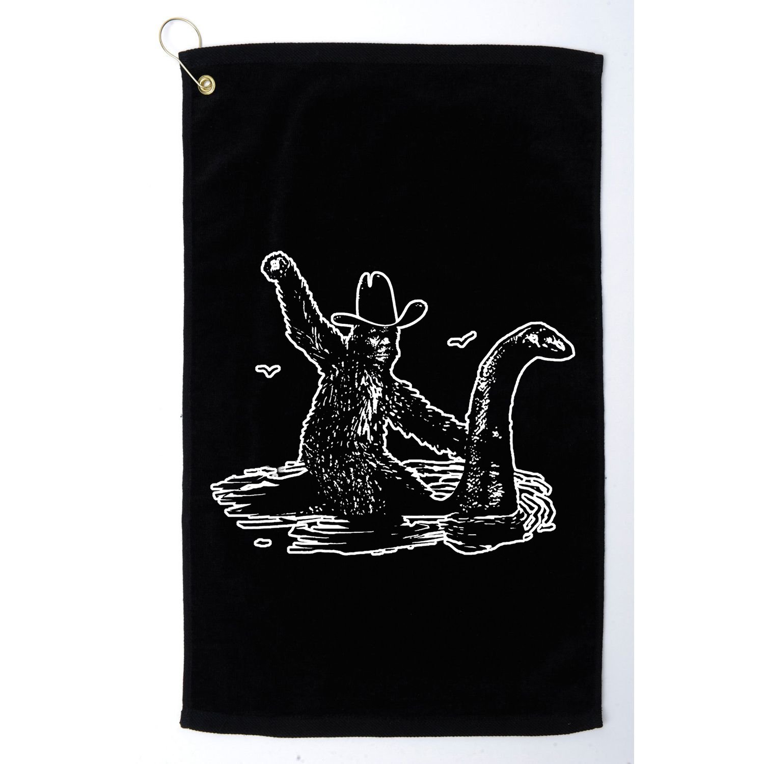 Bigfoot Riding Nessie Golf Towel