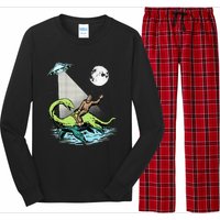 Bigfoot Riding Nessie & UFO Aliens At Night Funny Retro Long Sleeve Pajama Set