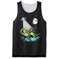 Bigfoot Riding Nessie & UFO Aliens At Night Funny Retro Mesh Reversible Basketball Jersey Tank