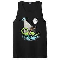 Bigfoot Riding Nessie & UFO Aliens At Night Funny Retro PosiCharge Competitor Tank