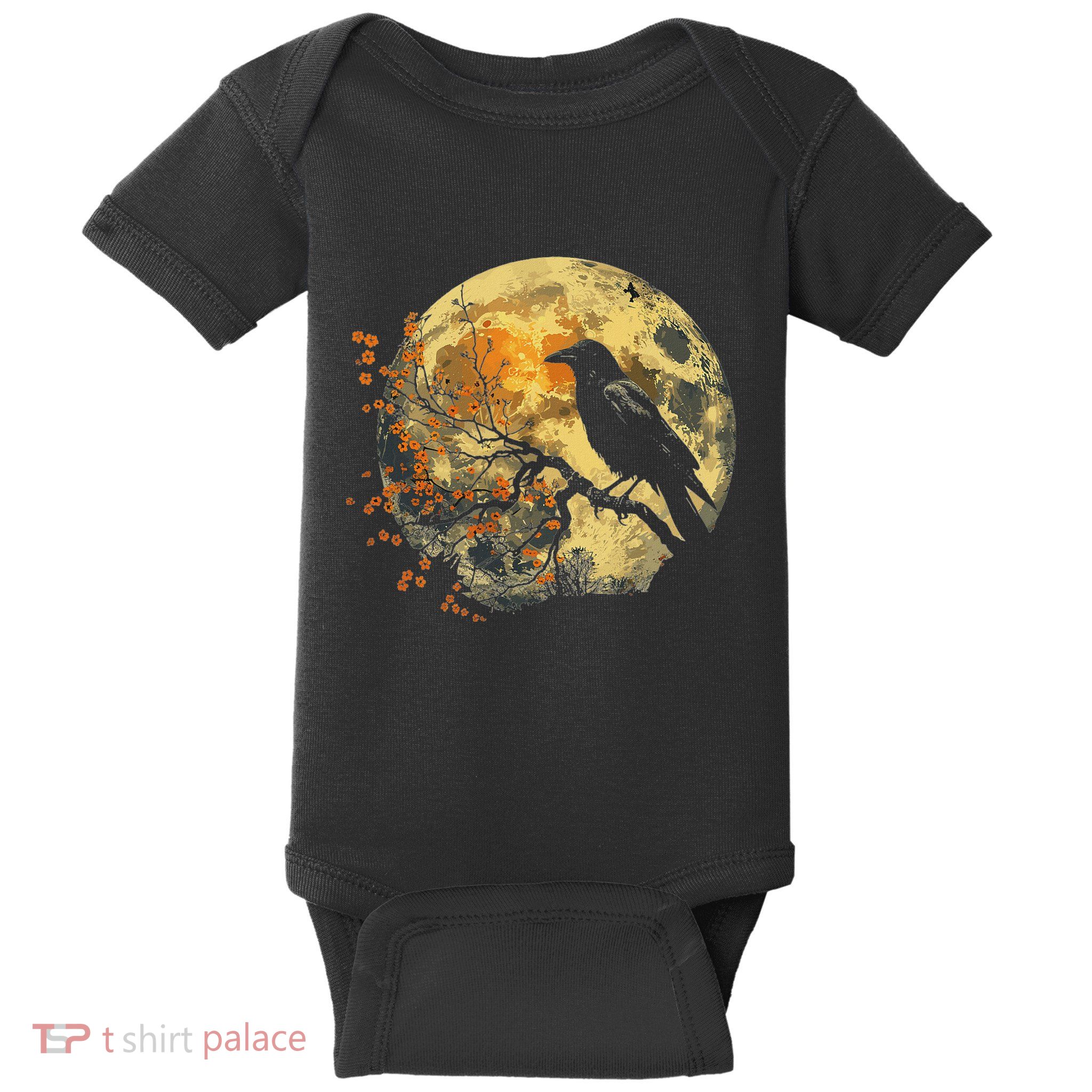 Black Raven Nature Art Crow Moon Baby Bodysuit