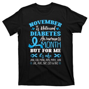 Blue Ribbon November Is National Diabetes Awareness Month T-Shirt