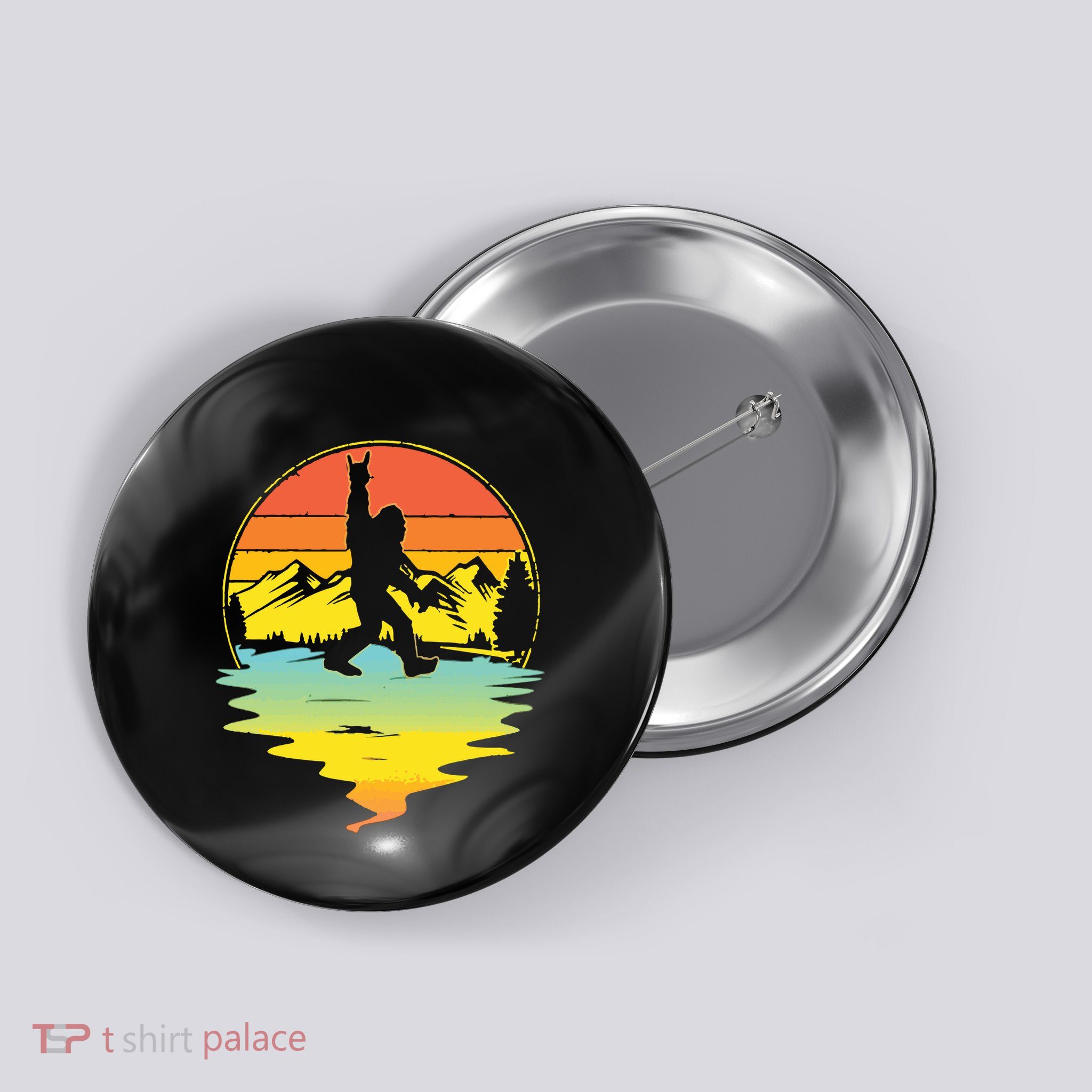Bigfoot Rock N Roll Country Music Big Foot Sunset Button