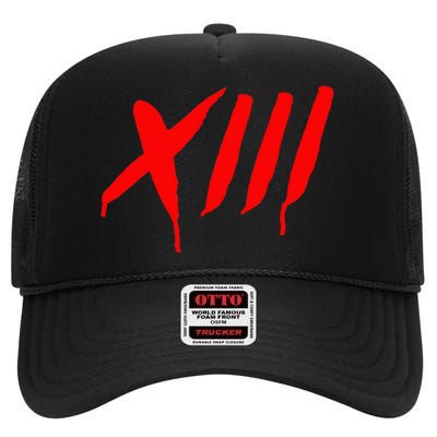 Bleeding Roman Numeral Thirn Scary Slasher High Crown Mesh Back Trucker Hat