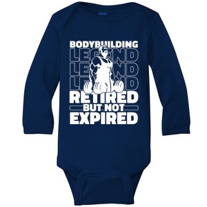 Bodybuilding Retired Natural Gymlife Gift Gym Bodybuilder Gift Baby Long Sleeve Bodysuit