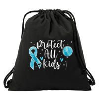 Blue Ribbon No For Child Abuse Excuse Prevention Month April Drawstring Bag