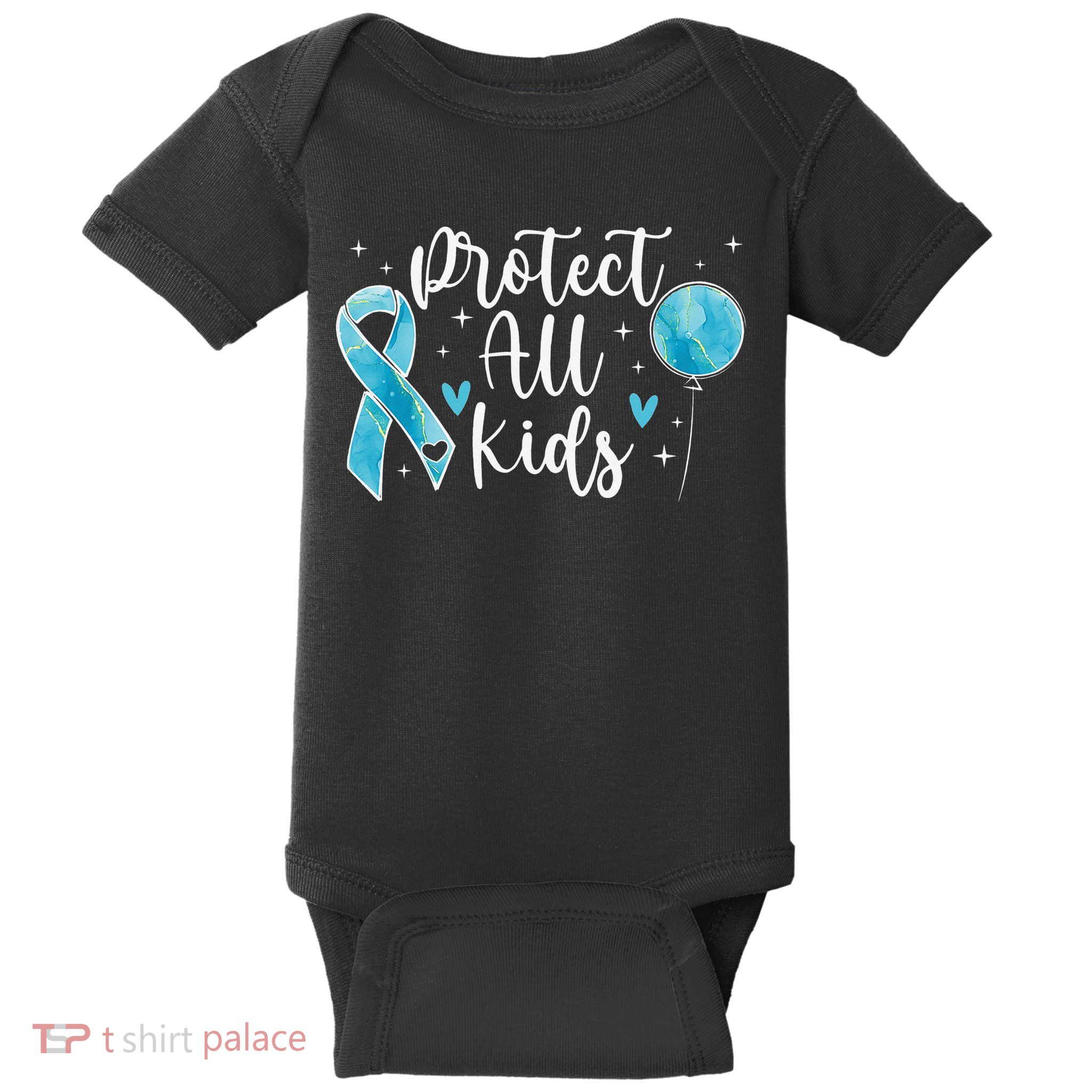 Blue Ribbon No For Child Abuse Excuse Prevention Month April Baby Bodysuit