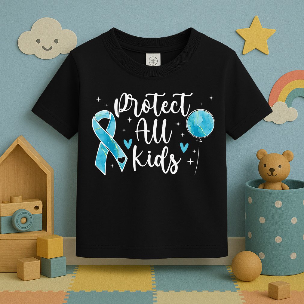 Blue Ribbon No For Child Abuse Excuse Prevention Month April Toddler T-Shirt