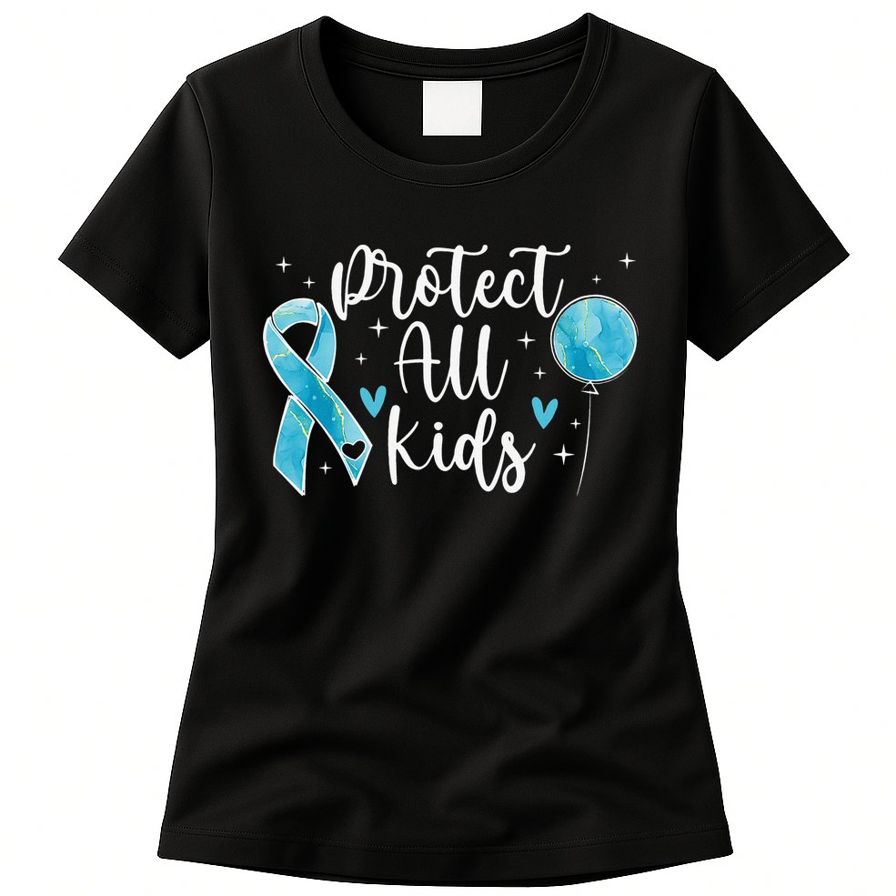Blue Ribbon No For Child Abuse Excuse Prevention Month April Womens T-Shirt