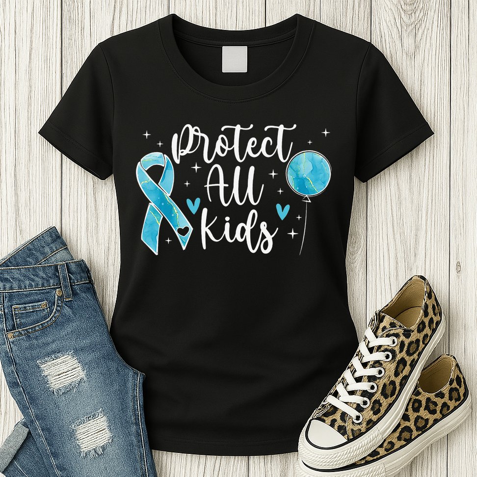 Blue Ribbon No For Child Abuse Excuse Prevention Month April Womens T-Shirt