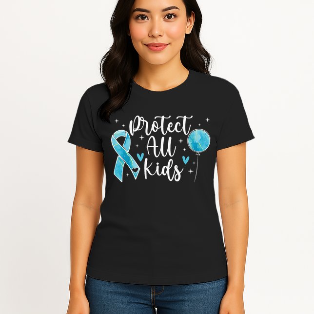 Blue Ribbon No For Child Abuse Excuse Prevention Month April Womens T-Shirt