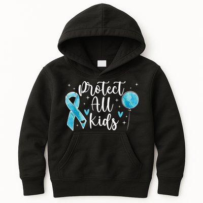 Blue Ribbon No For Child Abuse Excuse Prevention Month April Kids Hoodie