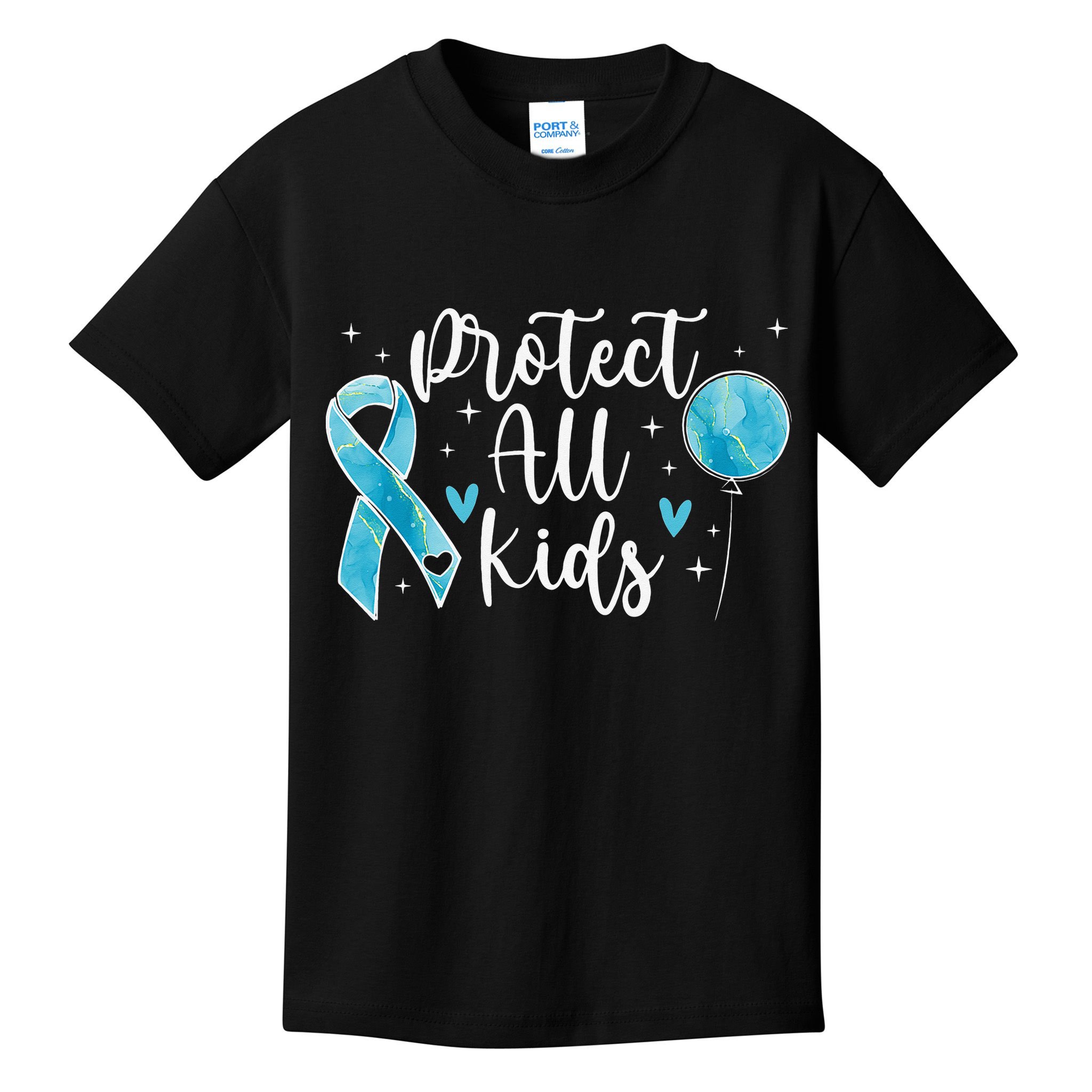 Blue Ribbon No For Child Abuse Excuse Prevention Month April Kids T-Shirt
