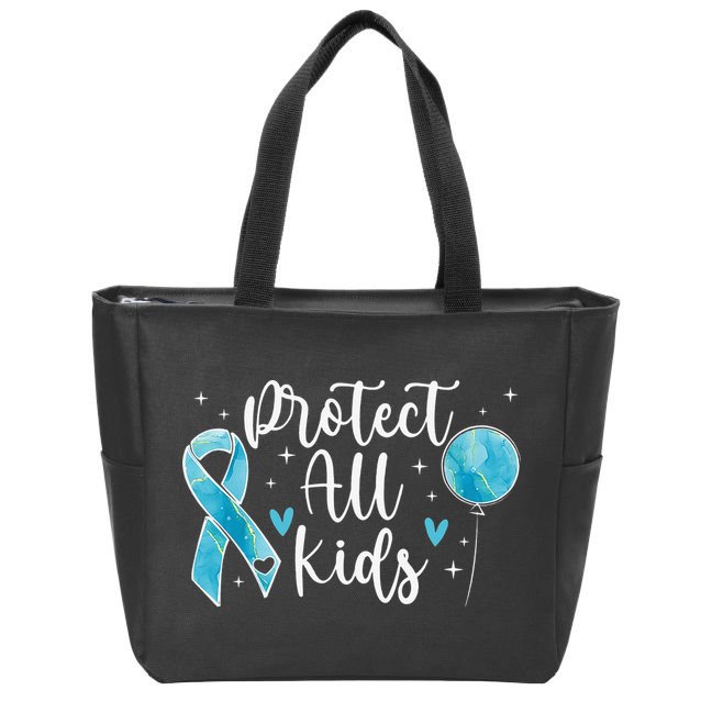 Blue Ribbon No For Child Abuse Excuse Prevention Month April Zip Tote Bag