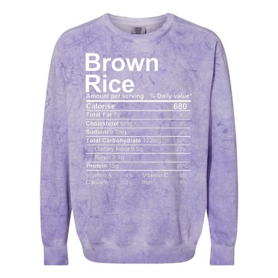 Brown Rice Nutrition Facts Label Colorblast Crewneck Sweatshirt