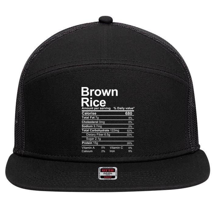 Brown Rice Nutrition Facts Label 7 Panel Mesh Trucker Snapback Hat