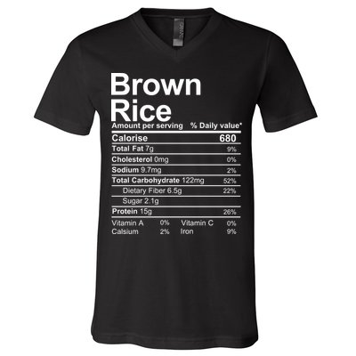 Brown Rice Nutrition Facts Label V-Neck T-Shirt