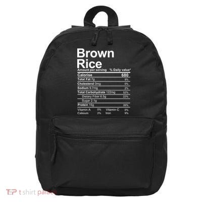 Brown Rice Nutrition Facts Label 16 in Basic Backpack