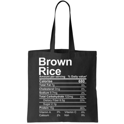 Brown Rice Nutrition Facts Label Bag