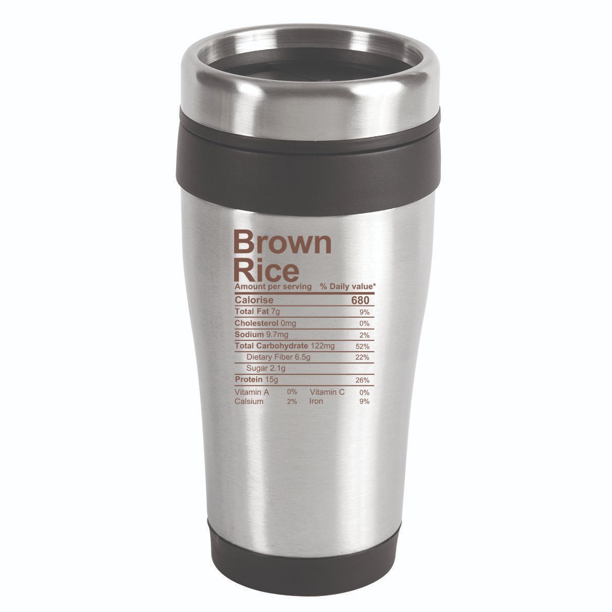 Brown Rice Nutrition Facts Label 16oz Travel Tumbler
