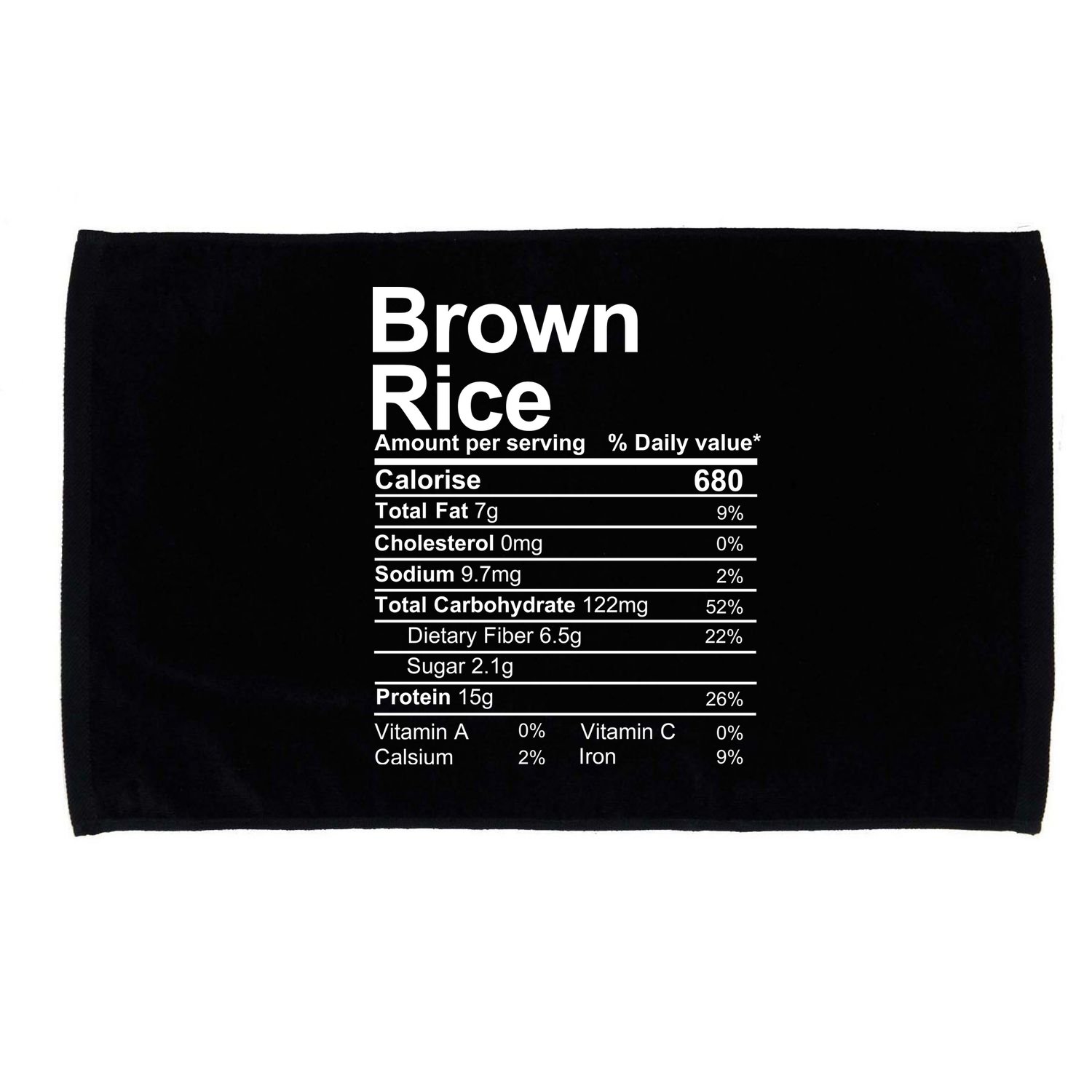 Brown Rice Nutrition Facts Label Microfiber Hand Towel