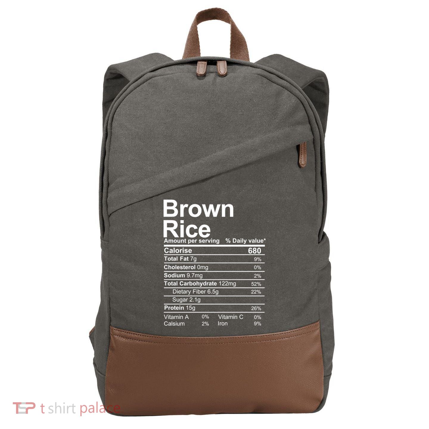 Brown Rice Nutrition Facts Label Cotton Canvas Backpack