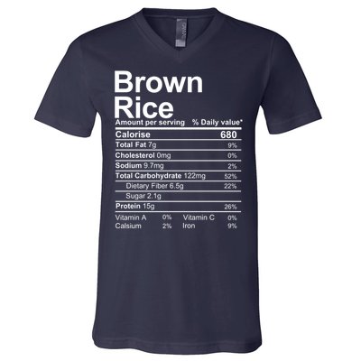 Brown Rice Nutrition Facts Label V-Neck T-Shirt