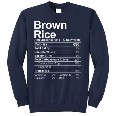 Brown Rice Nutrition Facts Label Tall Sweatshirt