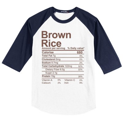 Brown Rice Nutrition Facts Label Baseball Sleeve Shirt