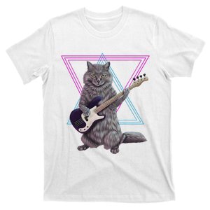 Basskatze Rockkitty On A Bass Guitar T-Shirt