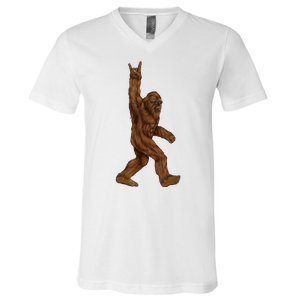 Bigfoot Rock On V-Neck T-Shirt