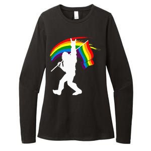 Bigfoot Rock On Rainbow Flag LGBT LGBTQ Gay Lesbian Bi Pride Womens CVC Long Sleeve Shirt