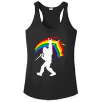 Bigfoot Rock On Rainbow Flag LGBT LGBTQ Gay Lesbian Bi Pride Ladies PosiCharge Competitor Racerback Tank