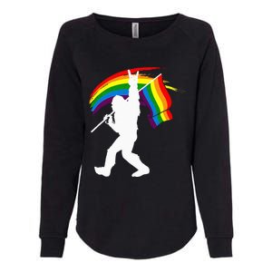 Bigfoot Rock On Rainbow Flag LGBT LGBTQ Gay Lesbian Bi Pride Womens California Wash Sweatshirt