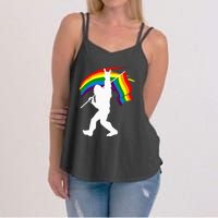 Bigfoot Rock On Rainbow Flag LGBT LGBTQ Gay Lesbian Bi Pride Women's Strappy Tank