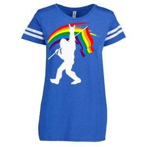 Bigfoot Rock On Rainbow Flag LGBT LGBTQ Gay Lesbian Bi Pride Enza Ladies Jersey Football T-Shirt