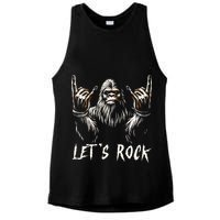 Bigfoot Rock On Funny Sasquatch Rock and Roll Let's Rock Ladies PosiCharge Tri-Blend Wicking Tank