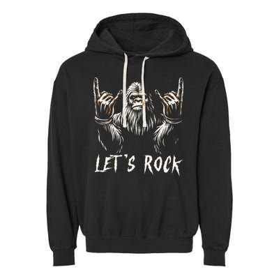 Bigfoot Rock On Funny Sasquatch Rock and Roll Let's Rock Garment-Dyed Fleece Hoodie
