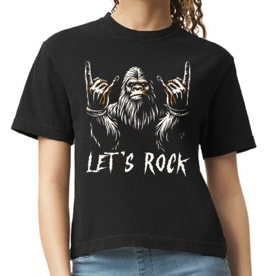 Bigfoot Rock On Funny Sasquatch Rock and Roll Let's Rock Comfort Colors Boxy T-Shirt