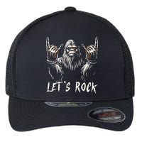Bigfoot Rock On Funny Sasquatch Rock and Roll Let's Rock Flexfit Unipanel Trucker Cap