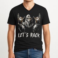 Bigfoot Rock On Funny Sasquatch Rock and Roll Let's Rock V-Neck T-Shirt