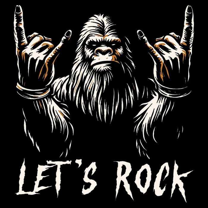 Bigfoot Rock On Funny Sasquatch Rock and Roll Let's Rock Button
