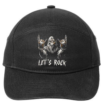 Bigfoot Rock On Funny Sasquatch Rock and Roll Let's Rock 7-Panel Snapback Hat