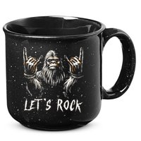 Bigfoot Rock On Funny Sasquatch Rock and Roll Let's Rock 15oz Campfire Ceramic Mug