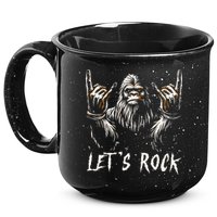 Bigfoot Rock On Funny Sasquatch Rock and Roll Let's Rock 15oz Campfire Ceramic Mug