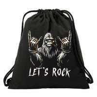 Bigfoot Rock On Funny Sasquatch Rock and Roll Let's Rock Drawstring Bag