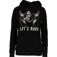 Bigfoot Rock On Funny Sasquatch Rock and Roll Let's Rock Womens Funnel Neck Pullover Hood